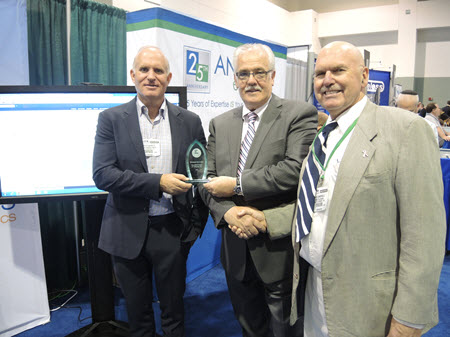 Philip J. Baratz, president of Angus Energy, (left) and Robert Levins, managing director of Angus Performance Advisors, (middle) accept a New Vendor Award from FON Associate Publisher Dave Campbell at this year’s NEFI expo for their BRITE web-based business intelligence software solution designed exclusively for fuel oil and propane companies. While the award was issued to Angus Performance Advisors in 2013, they wanted to have a formal presentation and this meeting  was the chance to make that happen.